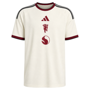 Maillot third Manchester United 26/27 creme, bandes noires et bordeaux